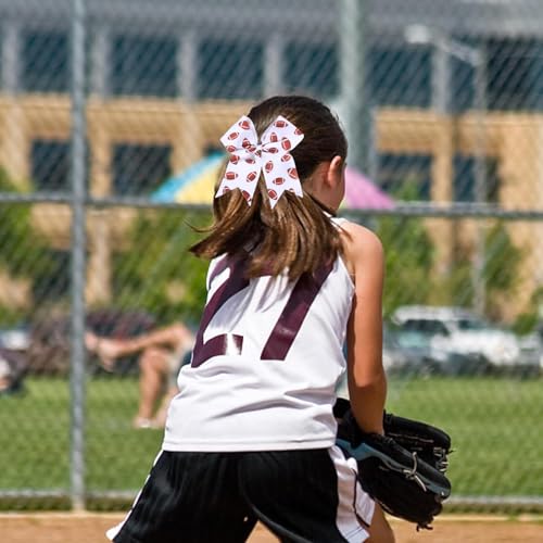 12 PCS White Football Cheer Bows for Girls & Women - Sparkly Hair Accessories