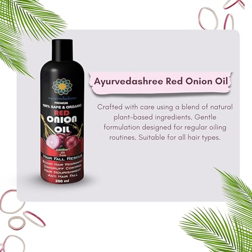 Hair Treatment Oil with Red Onion – AYURVEDASHREE Onion Black Seed, Argan, Sandalwood & Rose 200 ml