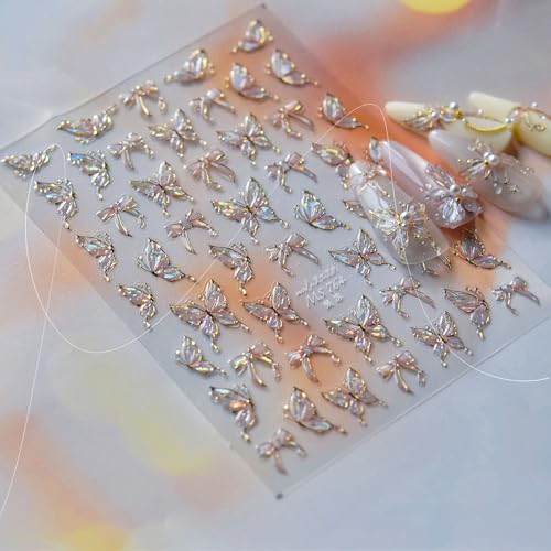 5D Butterfly Nail Stickers - Aurora Light Shell Decals for Nail Art