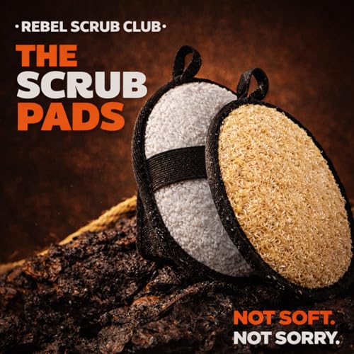REBEL SCRUB CLUB Natural Egyptian Loofah Men 2-Pack - Exfoliating Shower Scrub Pads