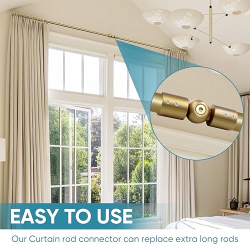 Adjustable Corner Curtain Rod Connector for 1 Inch Bay Windows - Gold