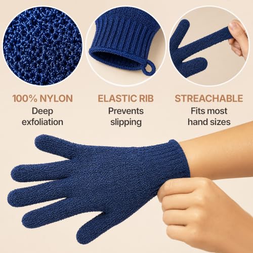 Exfoliating Shower Gloves (4 pcs) - Gentle Body Scrub for Smooth Skin