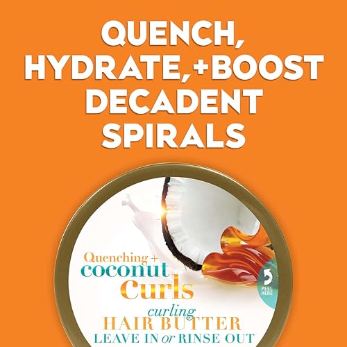 OGX Quenching Coconut Curls Hair Butter - Deep Moisture Leave-In Mask, 6.6 oz