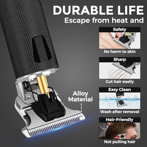 YOGINGO Black Cordless Rechargeable Hair Trimmer with LCD, Metal Body, Grooming Kit for Men