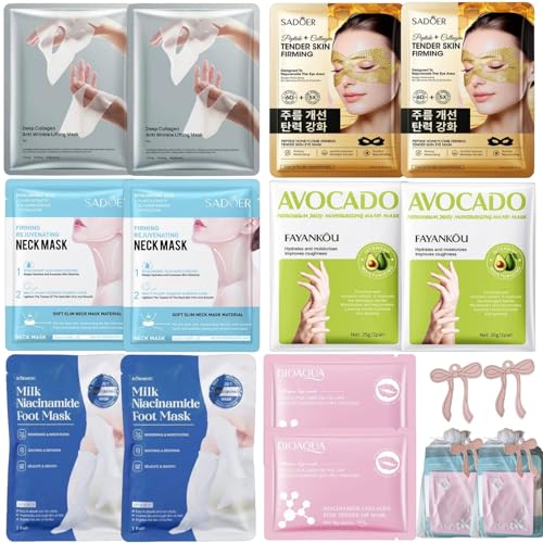 16-Piece Girls Spa Party Supplies Kit - Facial, Hand & Foot Mask Gift Set