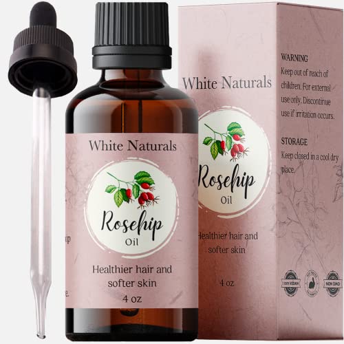White Naturals Organic Rosehip Seed Oil - Cold Pressed Face & Body Oil, 4oz