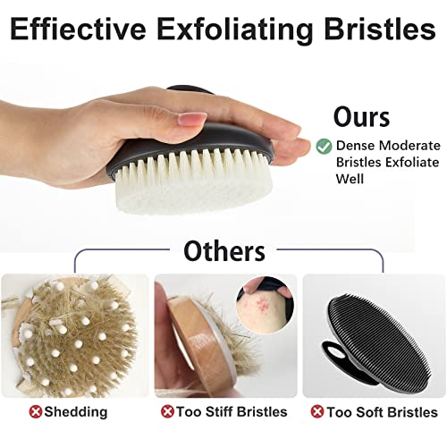 VANZAVANZU Dry Brushing Body Exfoliating Brush - Non-Slip Shower Scrubber, 2 Pack