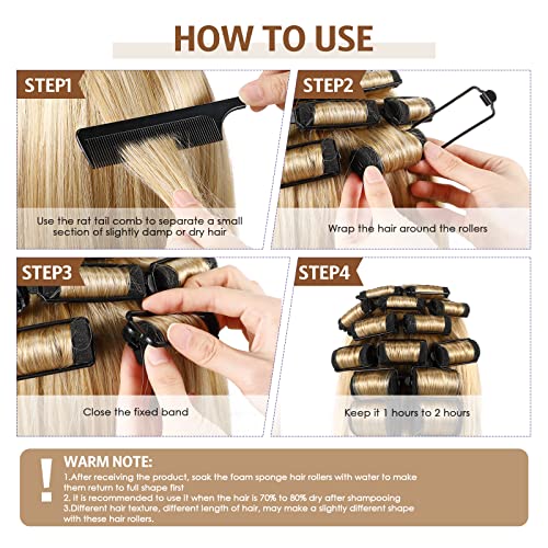 Syhood Foam Sponge Hair Rollers Set with Rat Tail Comb - 43 Pcs