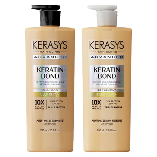 Kerasys Advanced Keratin Bond Shampoo and Treatment Set 20.2 fl oz / 600 ml (Deep Repair)