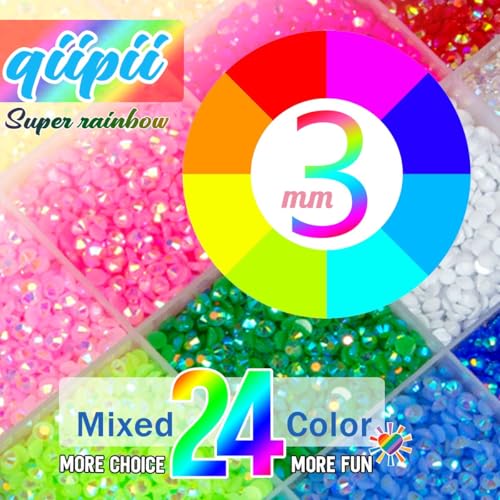 qiipii 24 Color Jelly Resin Rhinestones for DIY Crafting