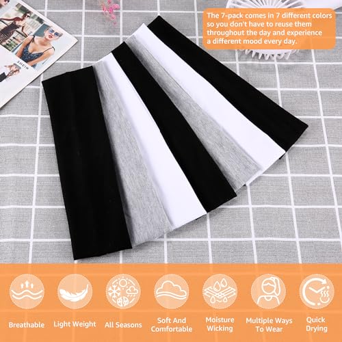 DiyJibb Women's Stretchy Non-Slip Headbands - 7 Pack for Yoga & Sports