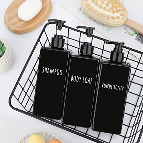 Segbeauty Black Plastic Refillable Soap & Lotion Dispenser Set 3 Pack 16.9oz