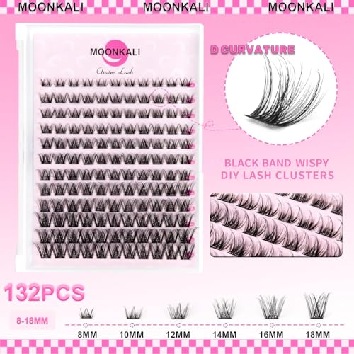 MOONKALI Manga Lash Clusters Kit - Fluff, 132pcs, 8-18MM