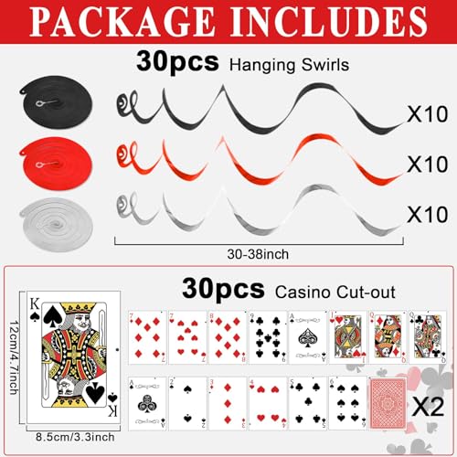 30Pcs Wonderland Poker Cards Hanging Swirls for Party Decor