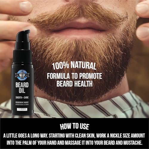 Game Face Natural Beard Oil - Hydrating Men's Beard & Mustache Oil with Eucalyptus & Sea Salt, Lightweight & Nourishing, 1 fl oz