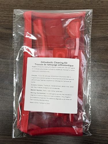 Ceonam Red Orthodontic & Dental Braces Cleaning Travel Kit with Floss & Mirror