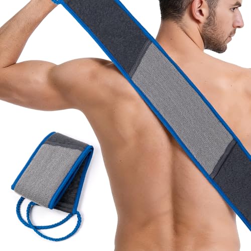 Back Scrubber for Shower - Dual-Sided Exfoliating Body Wash Strap with Handles, 2 Pack