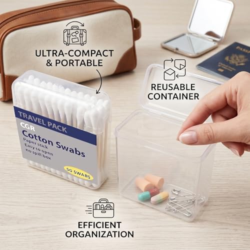 CGR Cotton Swabs 400pcs - Eco-Friendly Paper Sticks, 16-Pack