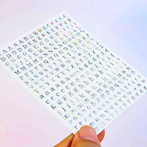 CHANGAR Alphabet Nail Stickers - Self-Adhesive Nail Art Decals (6 Sheets)