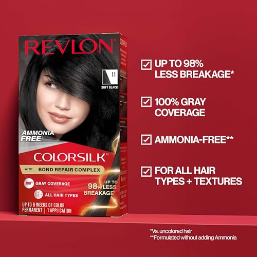 Revlon ColorSilk Bond Repair Hair Color & Conditioner Bundle, Soft Black