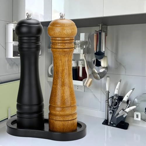 BINHAI Black Wood Salt and Pepper Mill Tray - Multi-Use Holder