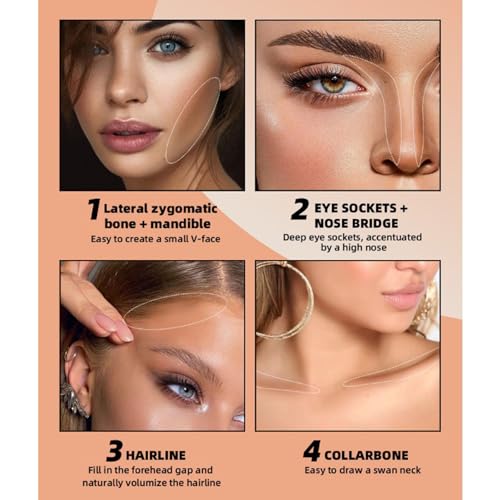 16 Color Powder Contour Palette, Matte Contouring Makeup Kit, Professional Facial Beauty Cosmetic Makeup, Medium to Dark