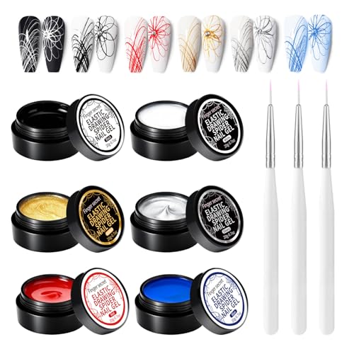 Finger Secret Elastic Spider Nail Gel with Brush - White Nail Art Painting