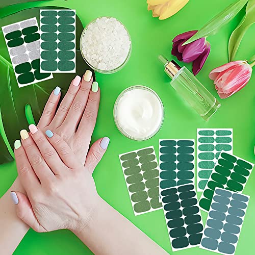 Vibrant Green Nail Wraps Set - 16 Sheets Self-Adhesive Gel Nail Strips for Women
