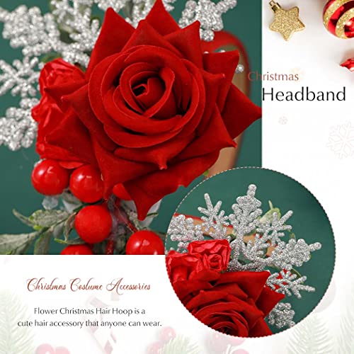 Catery Berry Reindeer Antler Headbands Xmas Head Hoop for Women & Girls