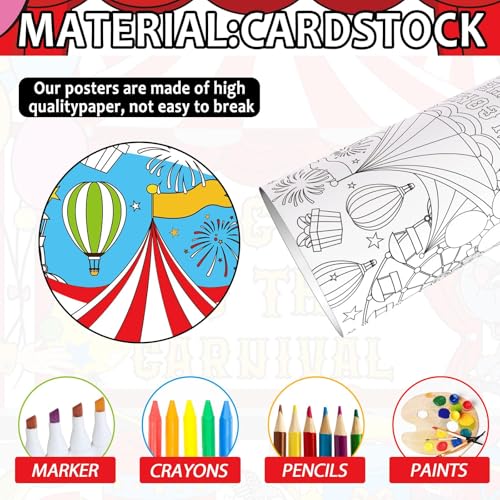 Circus Carnival Giant Coloring Poster - Jumbo Tablecloth for Kids