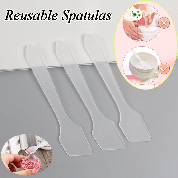 Clear 100 Pack Cosmetic Spatulas - Small Plastic Spoons for DIY Facial Mask & Skincare