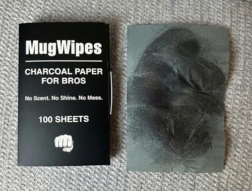 MugWipes Charcoal Face Wipes for Men – Oil & Shine Control, 100 Pack