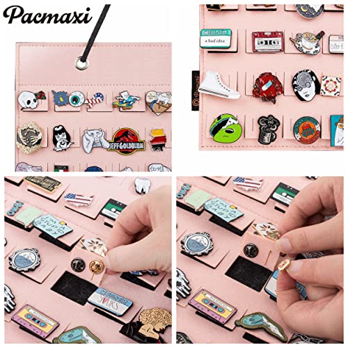 PACMAXI Hanging Brooch Pin Organizer - Holds 96 Pins, Pink
