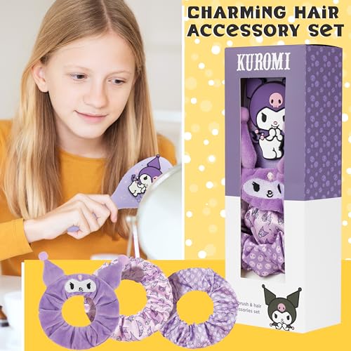 Hello Kitty Sanrio Character Detangler Hair Brush and Scrunchies Set