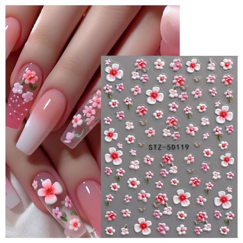 Self-Adhesive 3D Flower Nail Stickers - Floral Nail Art Decals for DIY Manicure