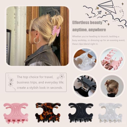 Colorful Acetate Butterfly Hair Clips for Women - 4 Pack Medium Size