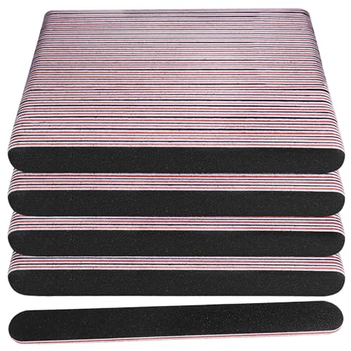 100 Pcs Professional Black Nail Files 100/180 Grit Double Sided
