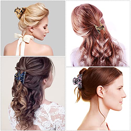 6 Pcs Medium Hair Claw Clips for Thin Hair, Tortoise Shell French Design