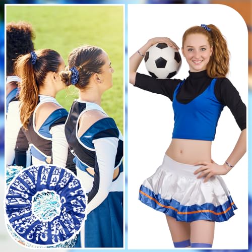Blue Cheerleader Hair Scrunchies & Bracelets Set - 20 pcs for Women & Girls