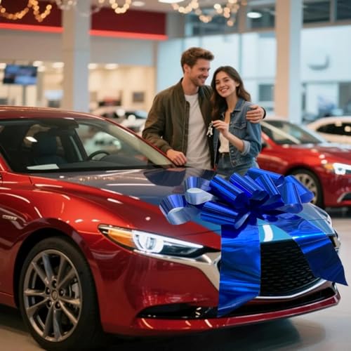 30-Inch Blue Car Bow - Giant Gift Decoration for Parties & Events