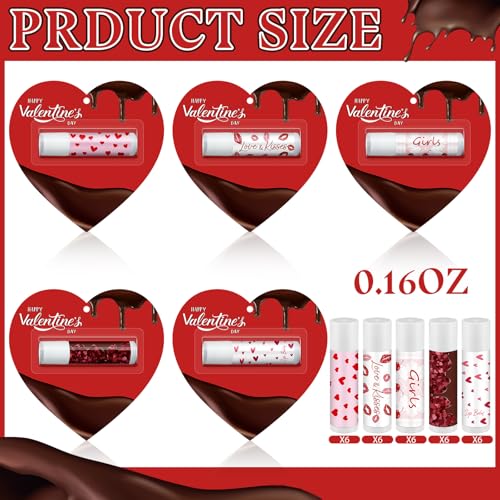Siifert Classic Love 30 Pack Valentine Lip Balms - Heart-Shaped Lip Care Gifts