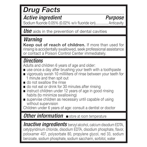 Amazon Basics Kids Mouthwash - Alcohol-Free Anticavity, Bubble Gum Flavor, 4-Pack