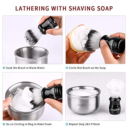 Anbbas 2-in-1 Shaving Brush & Stand (Resin) Vegan Faux Badger Hair Lather Tool