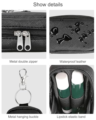 Meiiy Portable Lip Balm Holder Bag with Hook - Small Lipstick Pouch