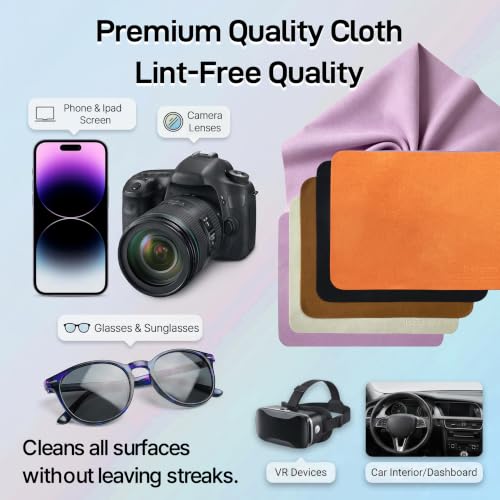 10 Pack Microfiber Cleaning Cloths - Scratch-Free & Lint-Free for Eyeglasses, Phones, and Screens