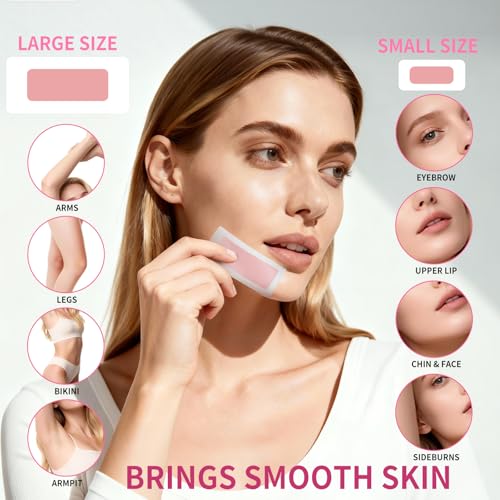 60 PCS Wax Strips - 40 Facial & 20 Body Waxing Kit for Women¡¯ s Hair Removal,Wax Strips for Face,Eyebrow,Body, Arms, Legs, Chest, Back, Bikini/Brazilian Waxing Strips & 4Calming Oil Wipes