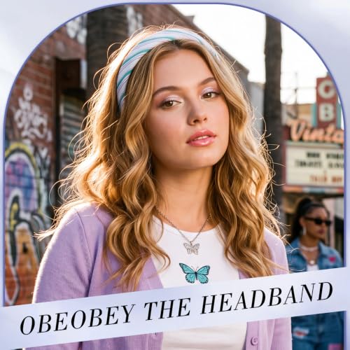 obeoby Stripe Headbands for Girls - Back to School Hair Accessories, 5 Pack