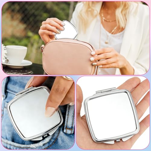 Stainless Steel Pocket Mirror - Portable Travel Compact with Snap Closure