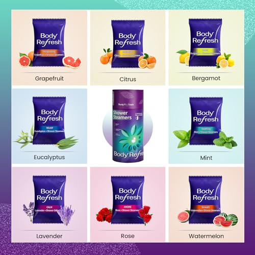 BodyRefresh Purple Shower Steamers 8-Pack Aromatherapy Set – Relaxation & Stress Relief