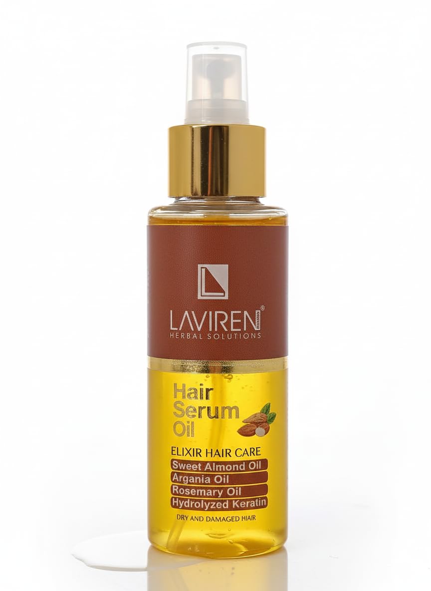 LAVIREN Elixir Hair Care Oil with Sweet Almond, Argania, Rosemary and Hydrolyzed Keratin for Dry and Damaged Hair Treatment